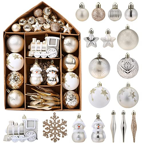 LEMESO 70pcs Weihnachtskugeln Christbaumkugeln Kunststoff Weihnachten Kugeln Weihnachten Deko Anhänger Weihnachtsbaumkugeln für Weihnachtsbaum deko