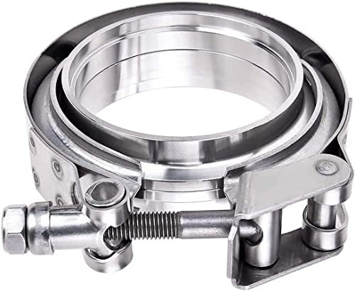 YISIZES 3 inch V Band Flanges Clamp, 3 Car Exhaust Pipe vbands Couplings Welding Joint Tubing Connection Lock Nut T Bolt Male Female for Alignment Purposes for Exhaust Header Collectors Muffler