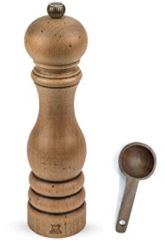 Peugeot Paris Classic Collection Salzmühle mit Gewürzschaufel aus Holz, 22,9 cm, Salzmühle mit Schaufel