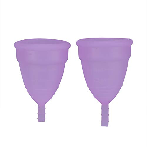 3Colors 2PCS / Se Menstruationstasse für Anfänger - Weicher Wiederverwendbarer Periodenbecher Tampon und Pad Alternative Reiniger Einwegmodell von Wiederverwendbaren Silikonbechern, Tampon(Lila)