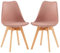 H.J WeDoo 2er Set Küchenstühle Esszimmerstühle Modern Esszimmermöbel, mit Massivholz Buchenholz Bein und Kissen aus PU-Leder, Koralle Rosa