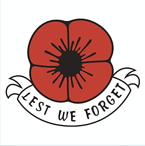 2 Pack - Lest we Forget Poppy Flower, Remembrance Day Sticker, Poppy Flower Decal, car, Window, Fridge, Laptop Sticker (Medium - 10x8cm)