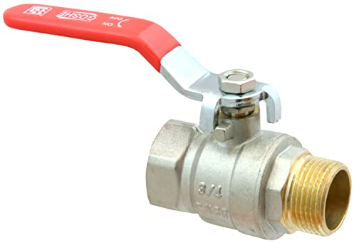 GOSHE Premium-Kugelhahn mit Griff, Messing, 1-Gewinde, Wasser- und Heizungsinstallation, dicht schließend, Stahlgriff mit PVC-Beschichtung, Innen-/Außengewinde, einfache Installation
