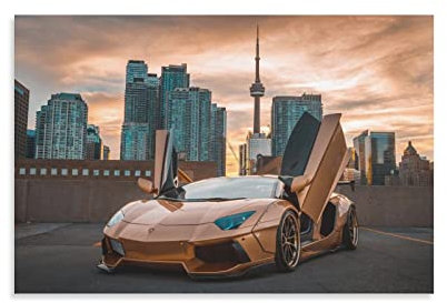 ZONDER Supercar Poster für Lamborghini Aventador Sportauto-Poster, dekoratives Gemälde, Leinwand, Wandposter und Kunstbild, modernes Familien-Schlafzimmer, Dekor-Poster, 30 x 45 cm