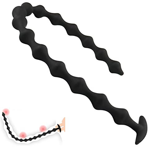 Analplug Analkette mit 15 Analkugeln Anal beads,58 cm Extra Lang Buttplug Anal Dildo Anal Spreizer Analspielzeuge,Anal Hook Anus Masturbator Sexspielzeug für Männer Frau Paare Extrem Sex Schwarz