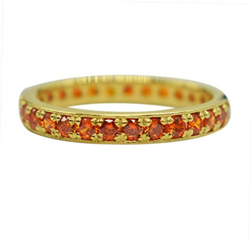 Ewigkeitsring mit Karneol-Edelstein, 925er Sterlingsilber, vergoldet, in Pavé-Fassung, feiner Schmuck, Edelstein Silber, Karneol