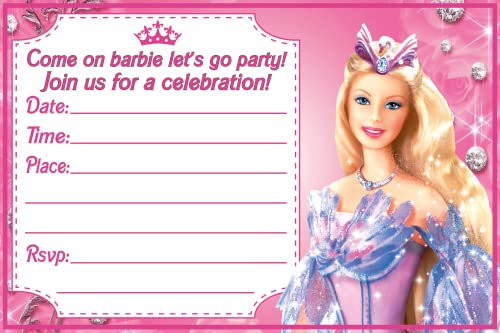 Set mit 40 Einladungskarten und Umschlägen mit Barbi-Thema, leicht (240 g), Einladungen im Postkarten-Stil für das perfekte Party-Paket