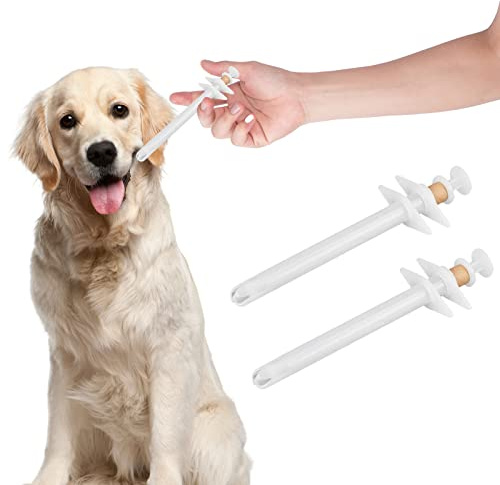 2 Piece Plastic Pet Pill Poppers Cat Pill Dispenser Dog Pill Dispenser Pill Popper for Cats Lightweight and Durable Dog Pill Popper Medical Tablet Feeding Tool Pill Popper for Dogs and Large Cats