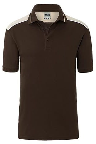 James & Nicholson Herren Workwear Polo Kontrast - Hochwertiges Poloshirt mit zahlreichen Akzenten aus Baumwolle und Polyester | Farbe: brown/stone | Grösse: XL