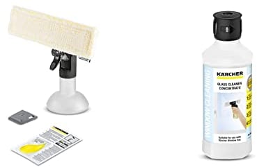 Kärcher 2.633-129.0 Window Vac Premium Spray Bottle Kit, Grey & Window Cleaner Concentrate RM 500, for streak-free cleaning of windows, glass, mirrors and shower screens, 500ml