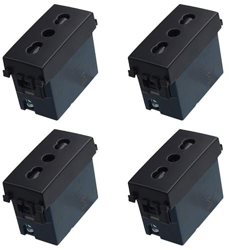 4 Pezzi Presa Bipasso Bivalente 2P+T 10/16A, Compatibile Con Vimar Arke, Colore Nero