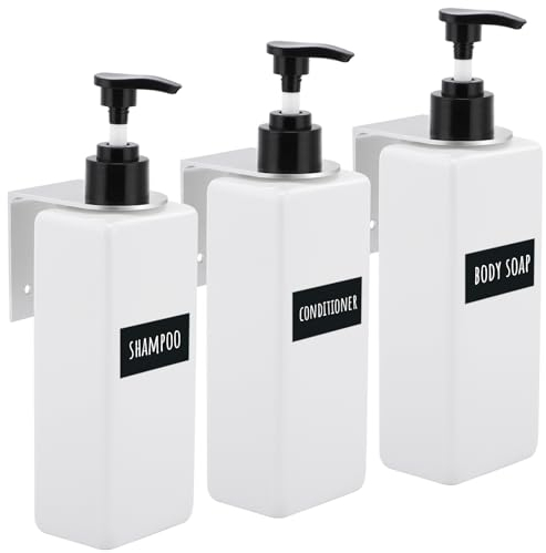 Segbeauty Dispenser Sapone Bagno a Muro, 3 Pezzi Dispenser Sapone Doccia 500ml, Dosatore Sapone Cucina con Etichetta Impermeabile, Dosatore Shampoo per Bagno, Cucina, Hotel, Ristoranti (Bianco)