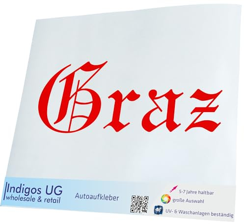 INDIGOS UG Auto Aufkleber Auto - 300x105 mm - Stadt Graz - Gold - Selbstklebender Sticker für Auto, Fenster, Bus oder LKW - UV-beständig & wetterfest