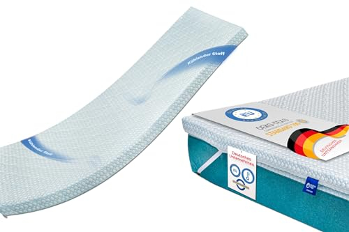 alpha mat Topper 180x200, Matratzentopper, weiche Matratzenauflage mit Kühlendem Stoff, Oeko-TEX-Zertifikat, Matratzenschoner 6 cm, Weiß, Härtegrad: H2, Matratzen Topper mit Bezug