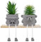 Ensemble De 2 Pièces Plantes Artificielles Interieur, Pot De Fleurs En Ciment Plantes Succulentes En Plastique, Barbe Plus Ourson Avec Pattes Suspendues Design Pour Bureau Salon Chambre Salle De Bain