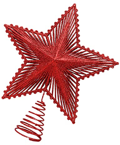 Warmhm Weihnachtsbaumspitze Stern Weihnachtsstern in Der Baumkrone Weihnachtsstern Topper Glitzernde Sternbaumkrone Christbaumspitze Stern Glitzerte Dekor 3D Pentagramm Eisen Kleiner Baum