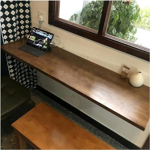OAkita Modern Fold-Down Work Table Drop-Leaf Desk, Writing Desk, Computer Desk, Space Saving (Natural, 35x120cm)