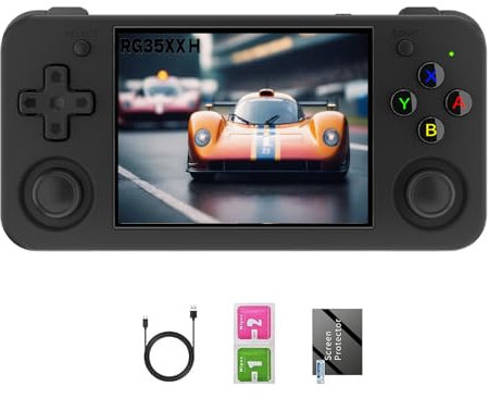 RG35XX H, Anbernic Retro Handheld Gaming Console with 64GTF Card, Dual Joystick Design 3.5-inch HD Screen Lasts up to 8 Hours High-Capacity Battery for Better Experience (64G Black)