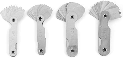 Radius-Messgerät-Set, Radius-Messgerät, Edelstahl, R0,3–1,5, R1–6,5, R7–14,5, R15–25, 4 Stück