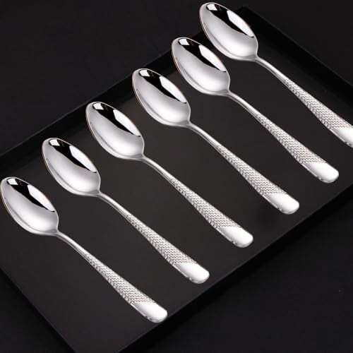 DAFFODILY® Signature Dinner Spoons - Silver, Elegant Addition to Your Signature Cutlery Set, Set of 6, 304 Stainless Steel