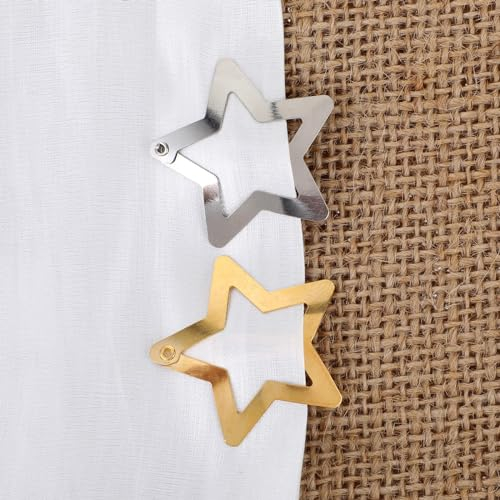 20 Stück Metall Stern Haarspangen mit Schnappverschluss, Stern Haarspangen Y2K Haarschmuck Nette Pentagramm Hair Clips Snap Aesthetic Accessoires Haarspange Für Frauen Und Mädchen(Gold, Silber)