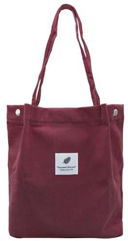 YDHfdc Cord Tasche Damen Handtasche Shopper Damen Umhängetasche Groß Tote Bag Lässige Tasche Shopper für Alltag, Büro, Schule und Einkauf (Rot)