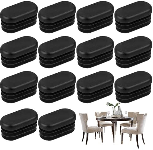 YEYIT 24 Stück Stuhlbeinkappen Oval 40x20mm Stuhl Abdeckkappen Oval Stuhlbeinkappen Ovalrohre Rohrkappen Endkappen Kunststoff Möbel Schutzkappen für Gartenstühle zum Schutz von Böden