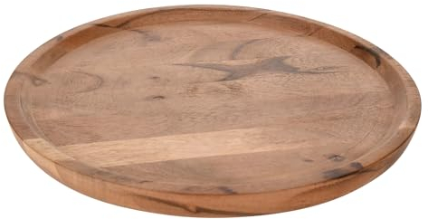 Spetebo Mango Holz Servierplatte - Ø 30 cm - Holz Kerzenteller braun - Servierteller Deko Tablett Obstteller Vorspeisen Tapas Platte