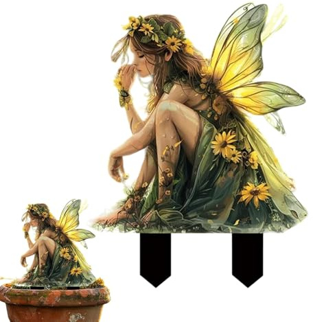 Statuetta da giardino delle fate, decorazione per vaso di fiori fata bohémien, ornamenti da giardino fioriera decorativa in acrilico per giardino fatato fata zucca di Halloween statua