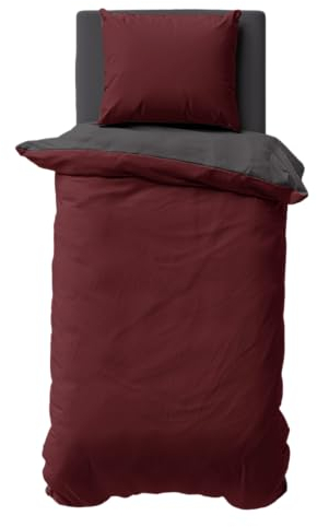one-home Biber Bettwäsche Winter Baumwolle Uni Kuschelig Flauschig Warm Weiche Fein-Biber, Farbe:Bordeaux, Größe:135x200 cm und 80x80 cm