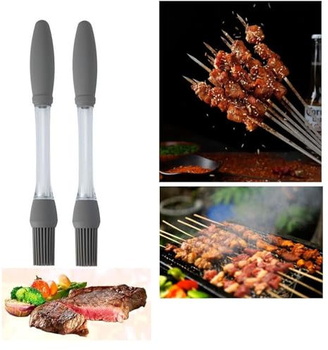 Backpinsel Silikonpinsel Küchenpinsel kochpinsel,backpinsel silikon,backrahmen,Grillpinsel mit Ölaufbewahrungsrohr,Tauch und Ölpinselwerkzeug,Geeignet zum Grillen und Backen(2 Stück)