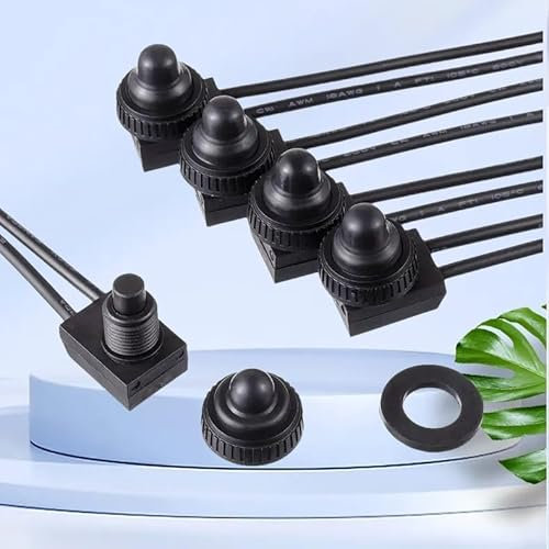 Aofan 5 interruttori a pressione impermeabili, blocco automatico da 12 V, interruttore a pulsante per moto, auto