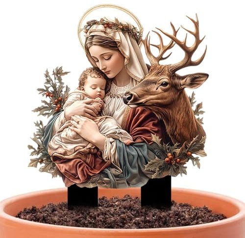 Mutter-Maria-Statue, wasserdichte Acryl-Skulptur, multifunktionale Outdoor-Statuen, lebendige Farben für Garten, Terrasse, Rasen, Vorgarten