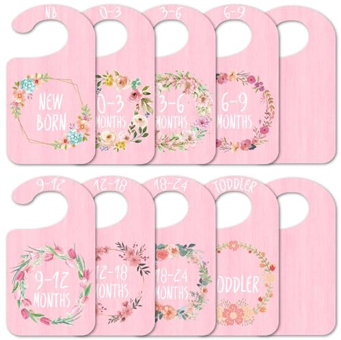 craspire 10 Stück Blumen Kleiderschrankteiler Aus Holz Mit Blumenkranz Dekor Für Neugeborene Bis 36 Monate Gelbe Organizer Kleiderbügel Trenner Kinderzimmer Kleiderschrank Kleiderbügel Teiler