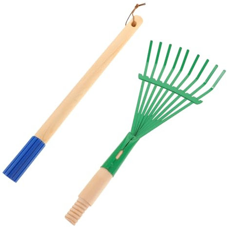 VICASKY Kids Gartenrechen Mit Abnehmbarem Holzgriff Leichter Kinderrasenrechen Für Laub Vielseitig Einsetzbares Gartengerät Für Kleinkinder Grün