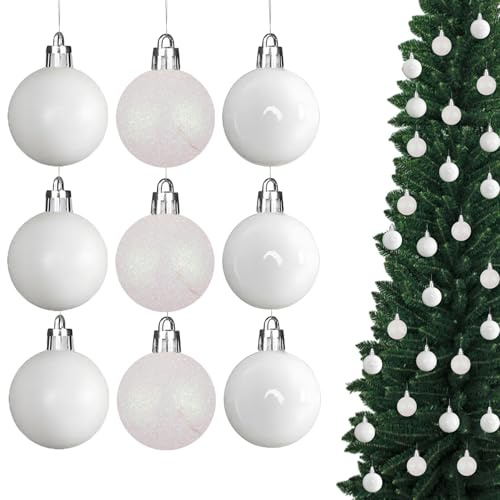 50mm/9Pcs Christmas Baubles Shatterproof White, Christmas Tree Decorations Ball Ornaments Balls Xmas Hanging Decorations Holiday Decor - Shiny,Matte,Glitter