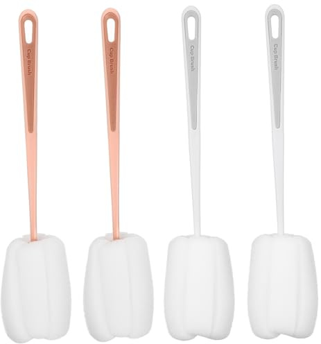 HAPINARY 4pcs Long Handle Bottle Cleaning Brush Bottle Washer Cleaning Tool for Glass Cup Cleaner