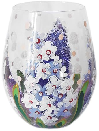 L & P Home & Gifts Verre sans pied Lynsey Johnstone Delphiniums pour la maison, la cuisine, le restaurant et les fêtes | Joli verre sans pied pour boissons | pour femme, homme, mariage et Noël