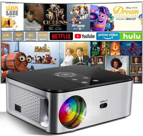 2025 Upgraded Vidéoprojecteur【Netflix & Auto Keystone】 Rétroprojecteur 4K Supportée, 26000Lm Video Projecteur Wifi6, FHD 1080P 300'' Display Home Cinéma