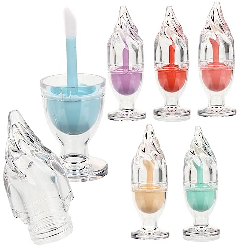 SAFIGLE Nachfüllbare Lipgloss Tuben Stilvoll und Leicht in Eiscremeform 6 Stück Kunststoff 5 Ml Zufällige Farbe für Reisen und Handtasche