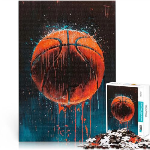 1000-teilige Puzzles für Erwachsene Stressabbau – Staycation – Zeit totschlagen Energie des Basketballs Lustiges Geschenk38x26cm