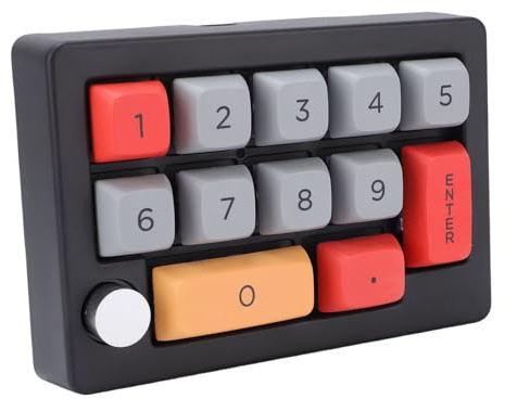 Plyisty Mechanischer Numpad mit 12 Programmierbaren Knopfs, RGB -Backbeleuchtung USB -Kabelnummernpolster, Numeric -Tastatur -Stützknopfkontrolle (Black)