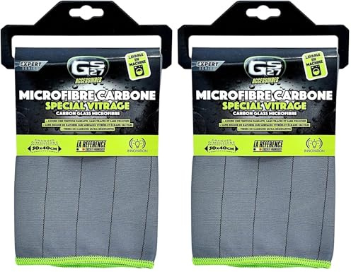 GS27 - Microfibre Carbone Spécial Vitrage - Finition sans Traces et sans Peluches - sans Risques de Rayures sur Les Surfaces Vitrées et Les Écrans Tactiles - Fibres Carbone Ultra Résistantes
