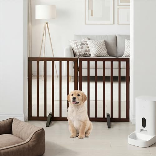 Semiocthome Hochausführung Hundeabsperrgitter, 2-teilig faltbar für den Innenbereich, 61 cm hoch und 90 cm lang, inklusive 2 Metallständern