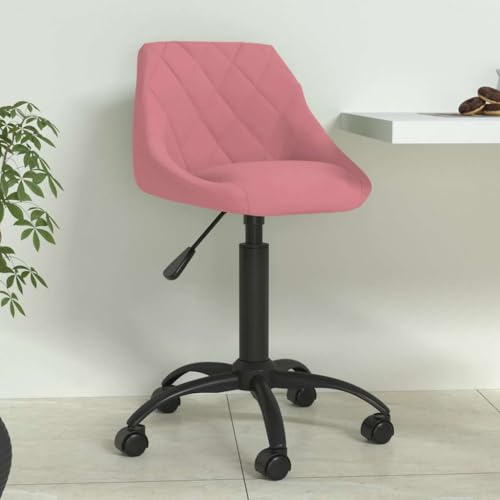 Tonture Chaise à Manger Rose Velours avec Dossier rembourré, Hauteur réglable, pivotante à 360 degrés, roulettes Stables, Cadre en Acier, Design Moderne pour Cuisine, Salon et Bureau