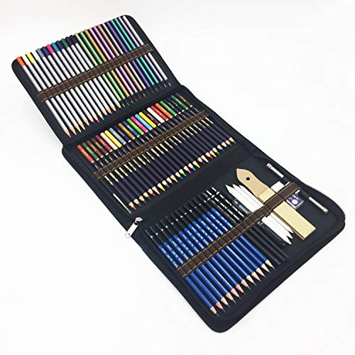 TVGO 72 Stück Aquarell Buntstifte und Bleistift Zeichnen Set mit Graphitkohlestifte Sticks Werkzeuge und Kit Bag für Zeichnung und Malbuch - Ideales Set für Künstler, Erwachsene und Kinder
