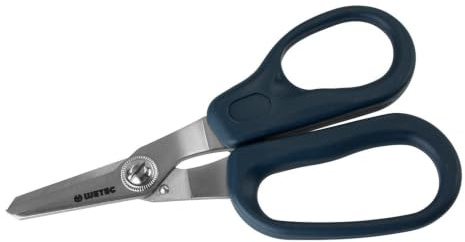 WETEC Kevlarschere 147 mm I Schneidenhärte HK 1200 I Mikroverzahnte Schneiden I Faserschere für Lichtwellenleiter I Präzises Schneiden von Kevlar und Glasfaserkabeln