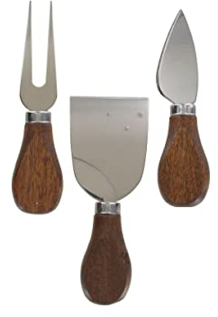 Fackelmann 40912 set 3 en 1 de couteaux à fromage, Bois, Acier inoxydable