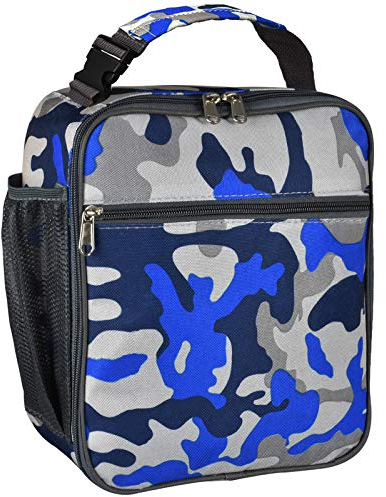 IWTTWY Insulated Lunch Bag Camo Cooler Bag Portable Carrying Lunch Box Bag for Boys Girls Women Men to School Office Outdoor (Camo Blue)