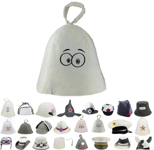 GMMH® Chapeau de sauna en feutre de laine - Pour homme et femme - Avec motifs amusants - Protection de la tête - En feutre - Pour sauna, banya, sauna finlandais, Yeux 17-017, Taille unique